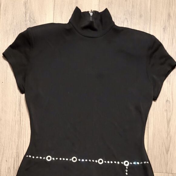Tadashi Vintage Rhinestone High Neck Bodycon Mini Dress Black Size S/P - Picture 4 of 7
